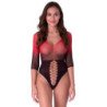 PASSION - BS118 BLACK AND RED MESH BODYSTOCKING