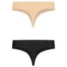 BYE-BRA - INVISIBLE THONG 2 PACK BEIGE & BLACK SIZE L