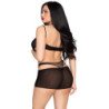 LEG AVENUE - 81680 OPAQUE MINI DRESS AND HALTER TEDDY BLACK - ONE SIZE