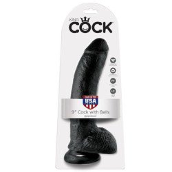 KING COCK - DILDO BLACK WITH BALLS 22.9 CM