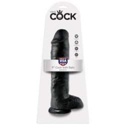 KING COCK - DILDO NEGRO CON TESTÍCULOS 28 CM