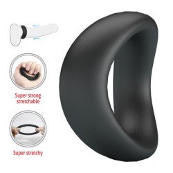 CRAZY BULL - ANILLO PARA PENE DE SILICONA ERGONÓMICO VALEN NEGRO