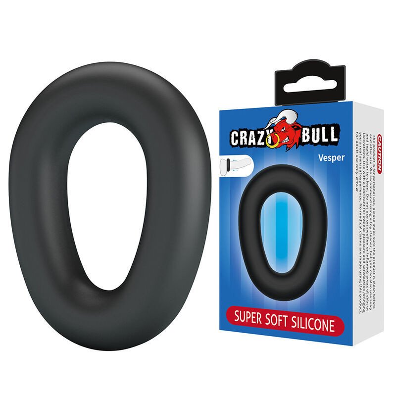 CRAZY BULL - ANILLO PARA PENE DE SILICONA SUPERSUAVE VESPER NEGRO