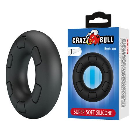CRAZY BULL - ANILLO PARA PENE DE SILICONA SUPER SUAVE BERTRAM NEGRO