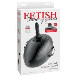 FETISH FANTASY SERIES - BODY DOCK INFLATABLE LOVE BALL WITH DILDO BLACK 41.9 CM