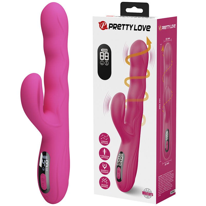 PRETTY LOVE - WINTERS MULTIFUNCTION RABBIT VIBRATOR WITH LED DISPLAY PINK