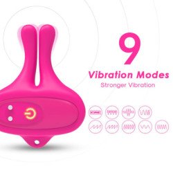 ARMONY - PINZAS MAGNÉTICAS VIBRATORIAS PARA PEZONES CON FORMA DE CONEJO, COLOR ROSA