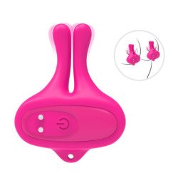 ARMONY - PINZAS MAGNÉTICAS VIBRATORIAS PARA PEZONES CON FORMA DE CONEJO, COLOR ROSA