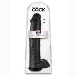 KING COCK - REALISTIC DILDO WITH TESTICLES 38 CM BLACK