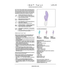 LELO - VIBRADOR DOBLE INA TWIST CONEJO PARA PUNTO G Y CLÍTORIS AZUL