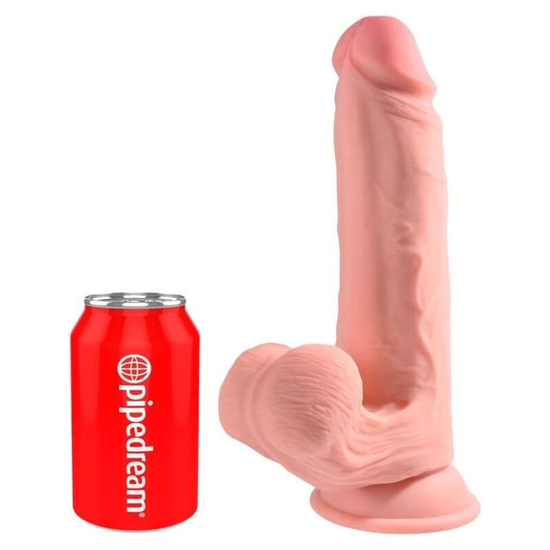 KING COCK PLUS - DILDO REALISTA DE TRIPLE DENSIDAD CON TESTÍCULOS OSCILANTES, 23 CM DE CARNE