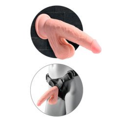 KING COCK PLUS - DILDO REALISTA DE TRIPLE DENSIDAD CON TESTÍCULOS OSCILANTES, 23 CM DE CARNE
