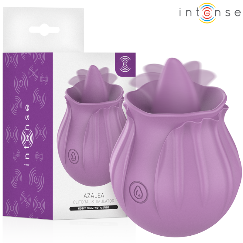 INTENSO - ESTIMULADOR DE CLÍTORIS CON FORMA DE FLOR DE AZALEA, 10 VIBRACIONES, COLOR MORADO