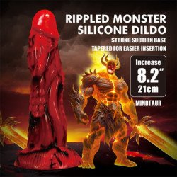 POWER MONSTERS - DILDO DE FANTASÍA DE MINOTAURO CON VENTOSA 21 CM Ø 5 CM ROJO Y NEGRO