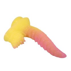 POWER MONSTERS - DILDO DE FANTASÍA DE MONSTRUO ONDULADO CON VENTOSA 22,5 CM Ø 5,5 CM ROSA Y AMARILLO