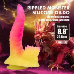 POWER MONSTERS - DILDO DE FANTASÍA DE MONSTRUO ONDULADO CON VENTOSA 22,5 CM Ø 5,5 CM ROSA Y AMARILLO