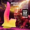 POWER MONSTERS - DILDO DE FANTASÍA DE MONSTRUO ONDULADO CON VENTOSA 22,5 CM Ø 5,5 CM ROSA Y AMARILLO
