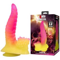POWER MONSTERS - DILDO DE FANTASÍA DE MONSTRUO ONDULADO CON VENTOSA 22,5 CM Ø 5,5 CM ROSA Y AMARILLO