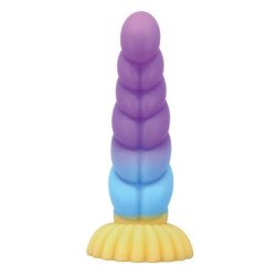 POWER MONSTERS - DILDO DE SILICONA DE FANTASÍA TRICOLOR DE UNICORNIO 22 CM Ø 5 CM