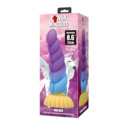 POWER MONSTERS - DILDO DE SILICONA DE FANTASÍA TRICOLOR DE UNICORNIO 22 CM Ø 5 CM