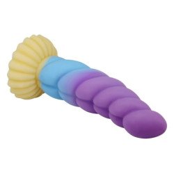 POWER MONSTERS - DILDO DE SILICONA DE FANTASÍA TRICOLOR DE UNICORNIO 22 CM Ø 5 CM