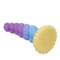 POWER MONSTERS - DILDO DE SILICONA DE FANTASÍA TRICOLOR DE UNICORNIO 22 CM Ø 5 CM