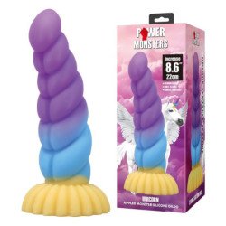 POWER MONSTERS - DILDO DE SILICONA DE FANTASÍA TRICOLOR DE UNICORNIO 22 CM Ø 5 CM