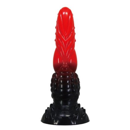 POWER MONSTERS - DILDO DE FANTASÍA DRAGÓN DE FUEGO CON VENTOSA 24,5 CM Ø 5,8 CM ROJO Y NEGRO