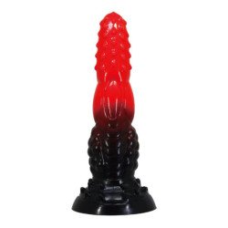 POWER MONSTERS - DILDO DE FANTASÍA DRAGÓN DE FUEGO CON VENTOSA 24,5 CM Ø 5,8 CM ROJO Y NEGRO