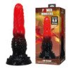 POWER MONSTERS - DILDO DE FANTASÍA DRAGÓN DE FUEGO CON VENTOSA 24,5 CM Ø 5,8 CM ROJO Y NEGRO