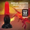 POWER MONSTERS - DILDO DE FANTASÍA DRAGÓN DE FUEGO CON VENTOSA 24,5 CM Ø 5,8 CM ROJO Y NEGRO