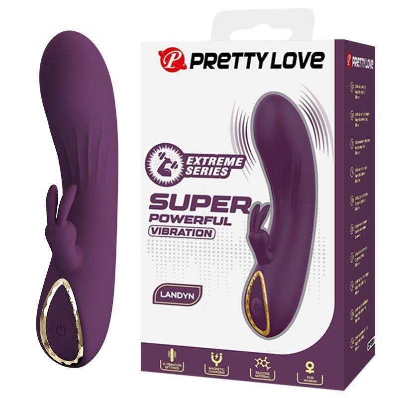 PRETTY LOVE - VIBRADOR RECARGABLE LANDYN CON FORMA DE CONEJO, 10 FUNCIONES, COLOR MORADO