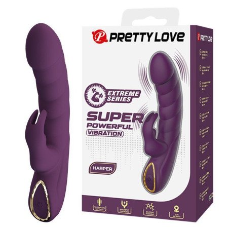 PRETTY LOVE - VIBRADOR RECARGABLE HARPER CON FORMA DE CONEJO, 10 FUNCIONES, COLOR MORADO