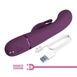 PRETTY LOVE - VIBRADOR RECARGABLE ROCCO CON FORMA DE CONEJO, 10 FUNCIONES, COLOR MORADO