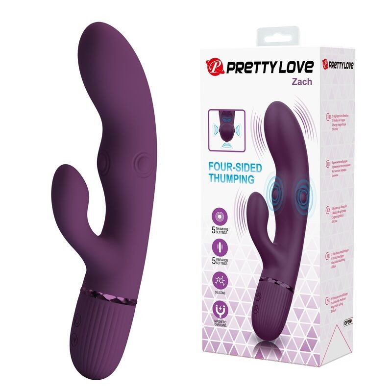 PRETTY LOVE - VIBRADOR RECARGABLE ZACH CON EFECTO CONJUNTO Y 5+5 FUNCIONES