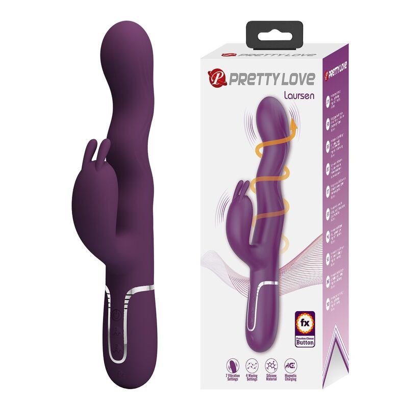 PRETTY LOVE - VIBRADOR LOURSEN RABBIT CON MOVIMIENTO DE EMPUJE Y 7 VIBRACIONES, RECARGABLE POR USB, COLOR MORADO