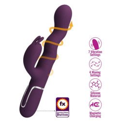 PRETTY LOVE - VIBRADOR LOURSEN RABBIT CON MOVIMIENTO DE EMPUJE Y 7 VIBRACIONES, RECARGABLE POR USB, COLOR MORADO