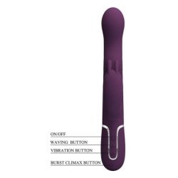 PRETTY LOVE - VIBRADOR LOURSEN RABBIT CON MOVIMIENTO DE EMPUJE Y 7 VIBRACIONES, RECARGABLE POR USB, COLOR MORADO