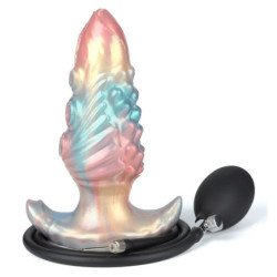 POWER MONSTERS - LEVIATÁN ÉBANO TRICOLOR INFLABLE TAPÓN ANAL DE FANTASÍA 18 CM