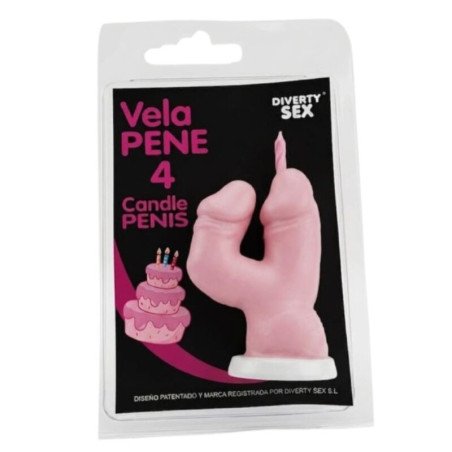 DIABLO PICANTE - VELA CON FORMA DE PENE CON FORMA DEL NÚMERO 4, COLOR ROSA