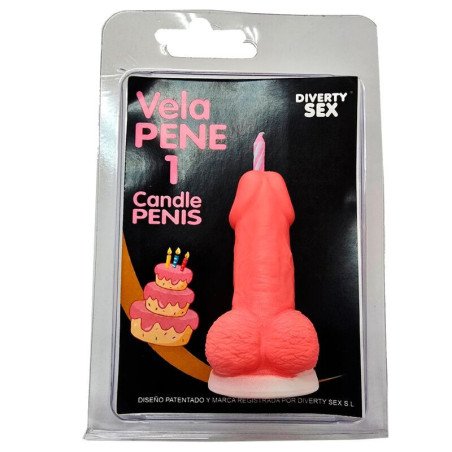 DIABLO PICANTE - VELA CON FORMA DE PENE CON LA FORMA DEL NÚMERO 1, COLOR ROSA