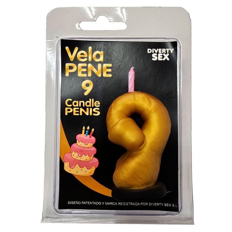 DIABLO PICANTE - VELA CON FORMA DE PENE CON LA FORMA DEL NÚMERO 0, COLOR DORADO