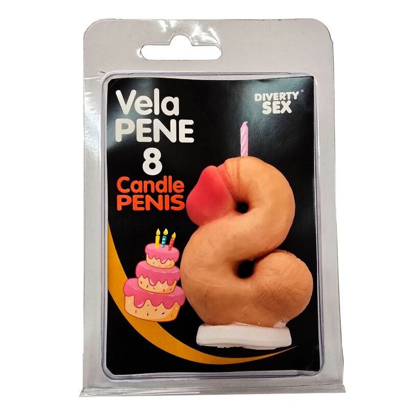 DIABLO PICANTE - VELA CON FORMA DE PENE CON LA FORMA DEL NÚMERO 8 COLOR CARNE