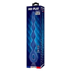 MR PLAY - PERLAS ANALES DE SILICONA AZUL Y TAPÓN ANAL 20,4 CM