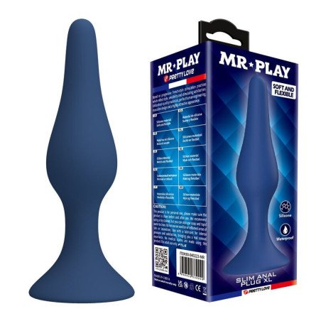 MR PLAY - TAPÓN ANAL DE SILICONA CÓNICO AZUL XL