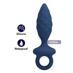 MR PLAY - TAPÓN ANAL TEXTURIZADO CON ANILLO AZUL L