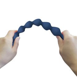 MR PLAY - PERLAS ANALES DE SILICONA AZUL Y TAPÓN ANAL 26,7 CM