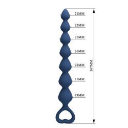 MR PLAY - PERLAS ANALES DE SILICONA AZUL Y TAPÓN ANAL 26,7 CM