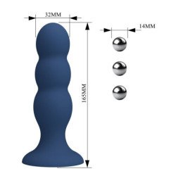 MR PLAY - TAPÓN ANAL CON BOLAS METÁLICAS Y VENTOSA AZUL