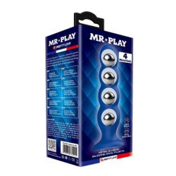 MR PLAY - TAPÓN ANAL CON 4 BOLAS METÁLICAS Y VENTOSA AZUL